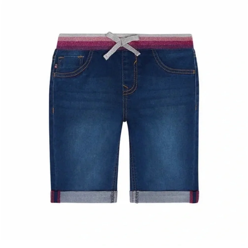 Vigoss Girls' Denim Bermuda Shorts w/ Sparkle Knit‎ Waistband
